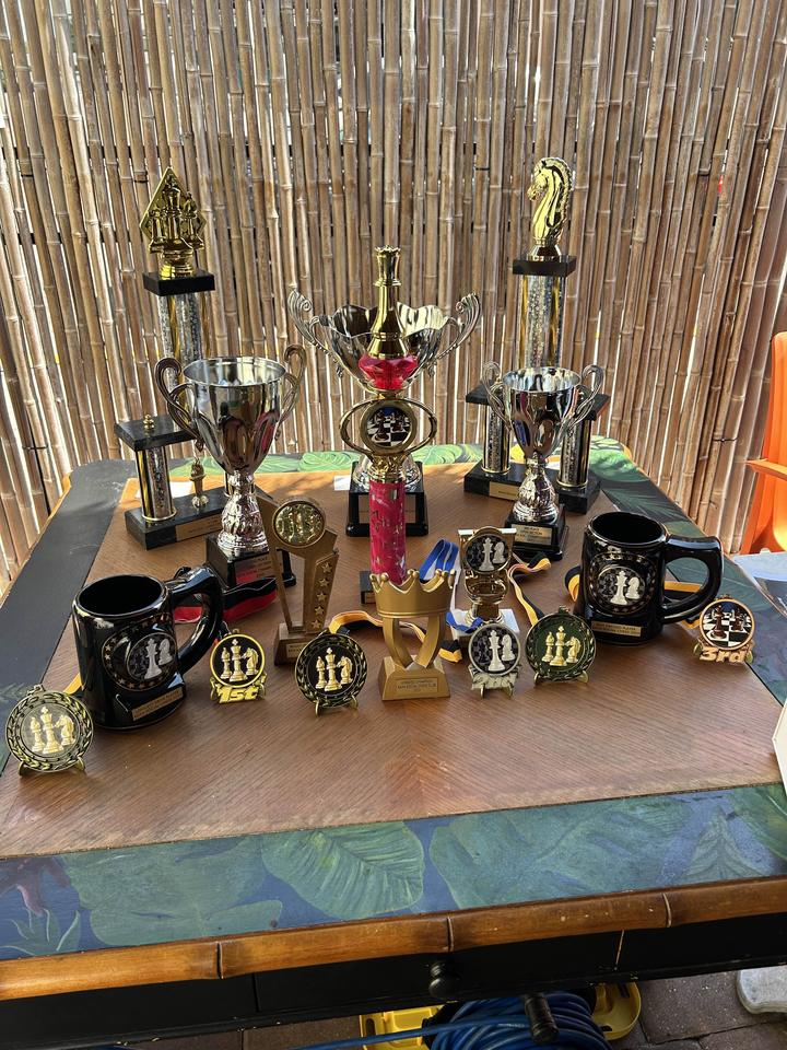 Trophies won at Kava Social Chess Club events
