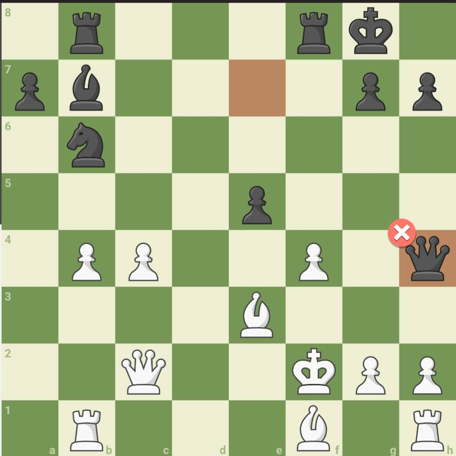Chess diagram: a Sicilian middlegame with the black queen on h4, White to move