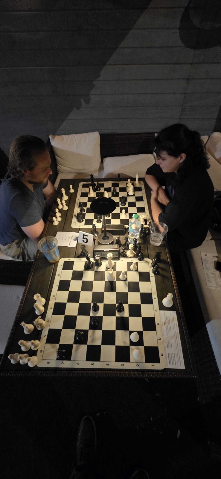 Board 5 in the lounge, mid-game