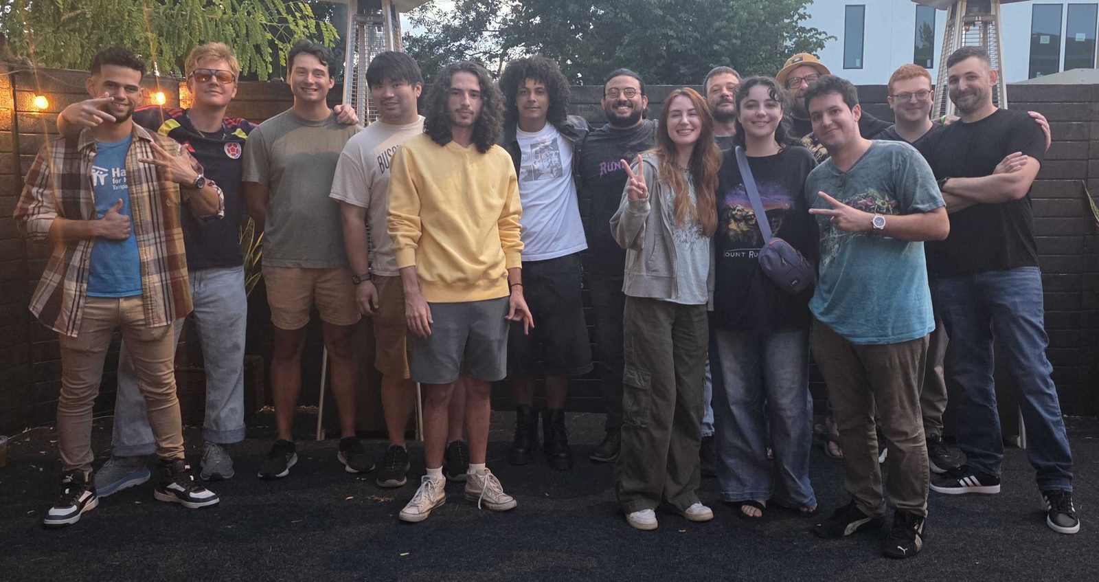 The full Kava Social travelling squad lined up on the patio in Tampa