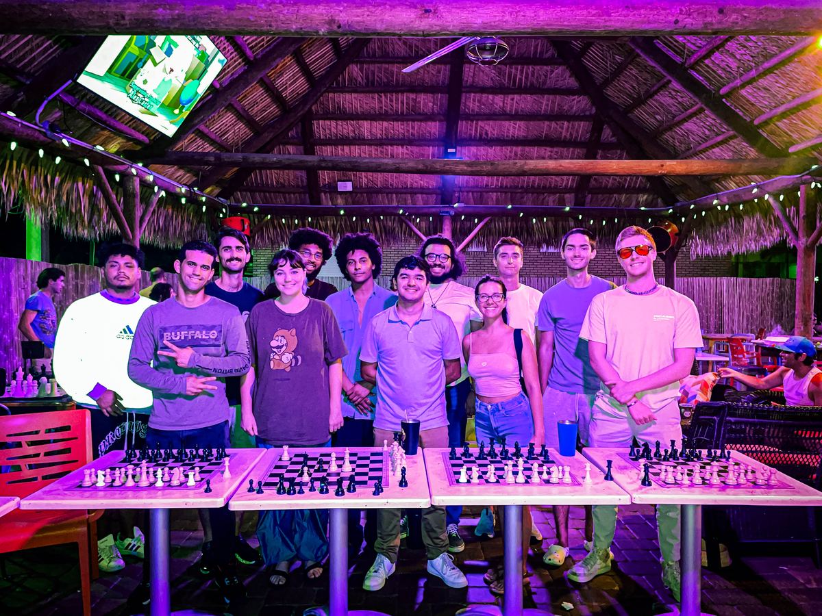 This season's players gathered behind the boards on league night